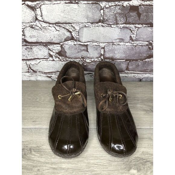 Tory Burch Brown Rubber Lace Boot Duck Shoes Women Sz 8.5M US/38.5EU - Picture 12 of 16